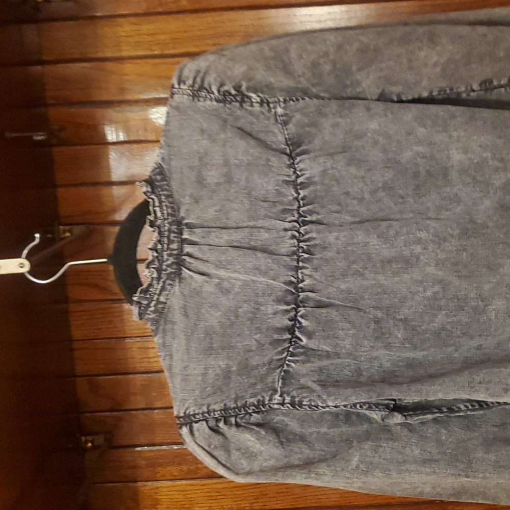 RAILS LINEN BLEND SIZE XXS Gray Denim Women's Top - Picture 6 of 15